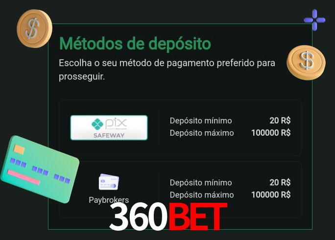 O cassino 360Bet oferece uma grande variedade de métodos de pagamento